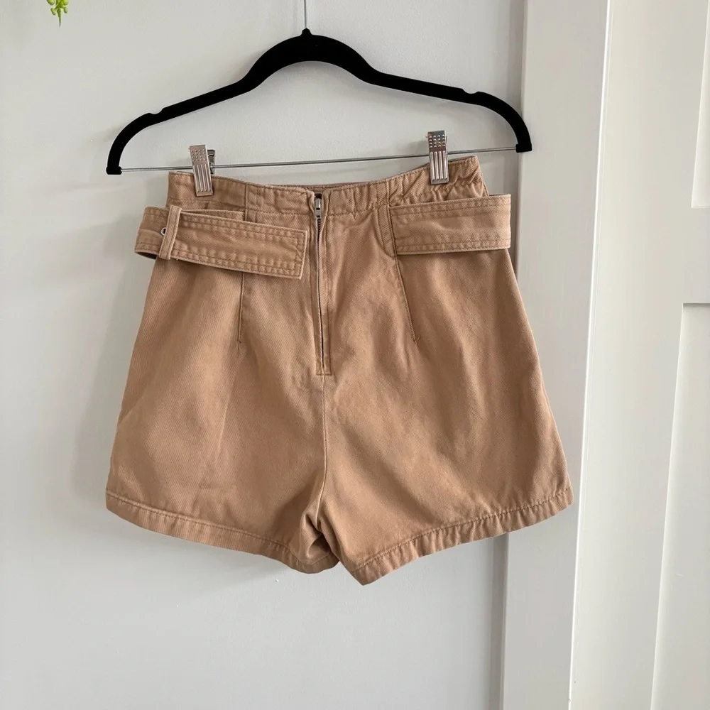 Urban Outfitters Womens Khaki High Waisted Belted Shorts Crisscross Skort Look 0
